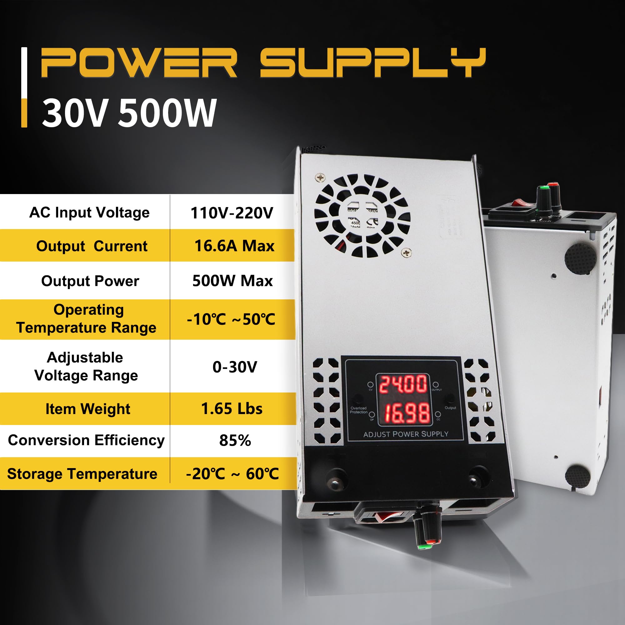 Nowa wersja konwertera AC na DC 30 V 500 W zasilacz, uniwersalny konwerter SMPS 120 V na 12 V, adapter sterownika transformatora prądu stałego do kampera, pompy, taśmy LED, monitora LCD