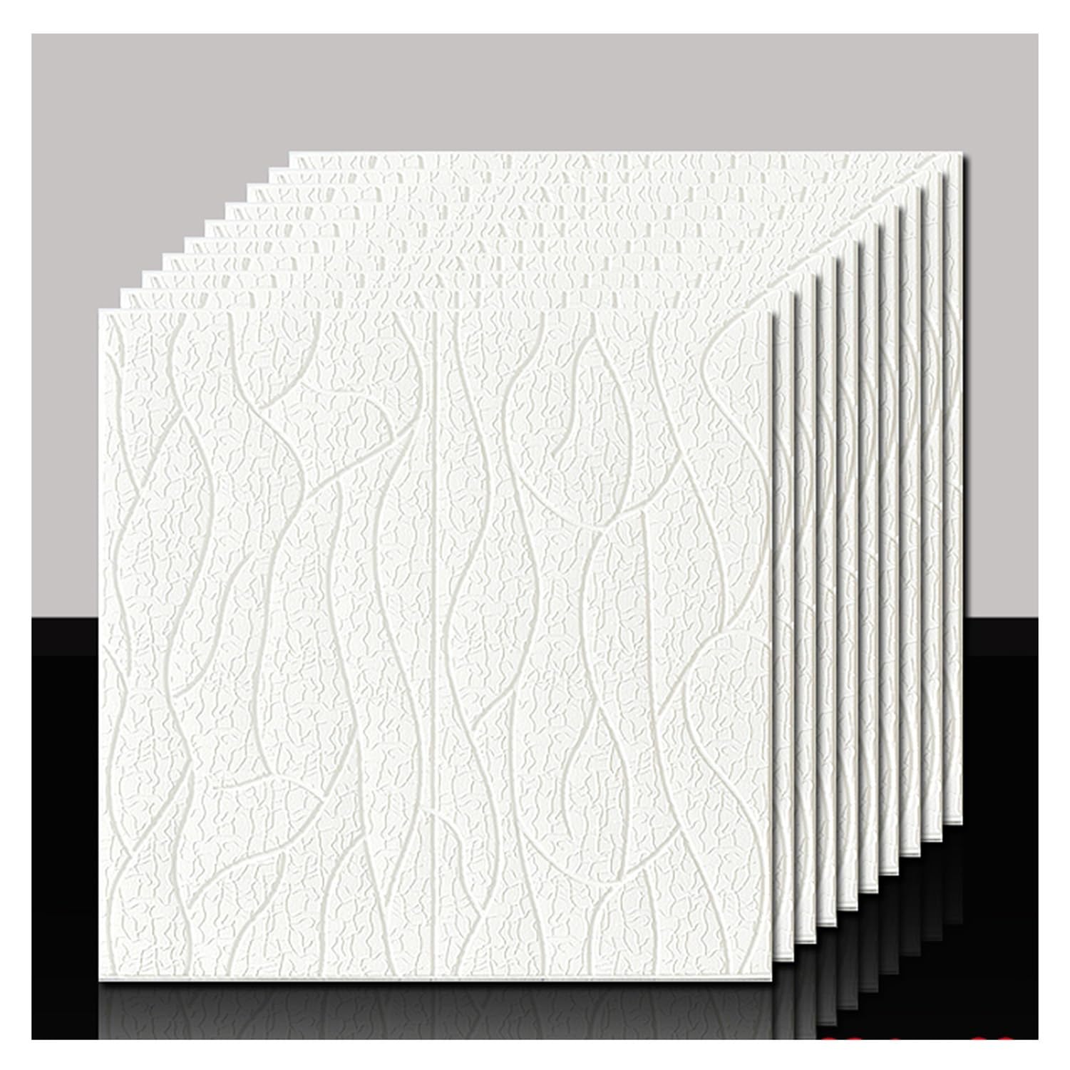 Panneaux muraux 3D blancs en papier peint pour sublimer la décoration du salon