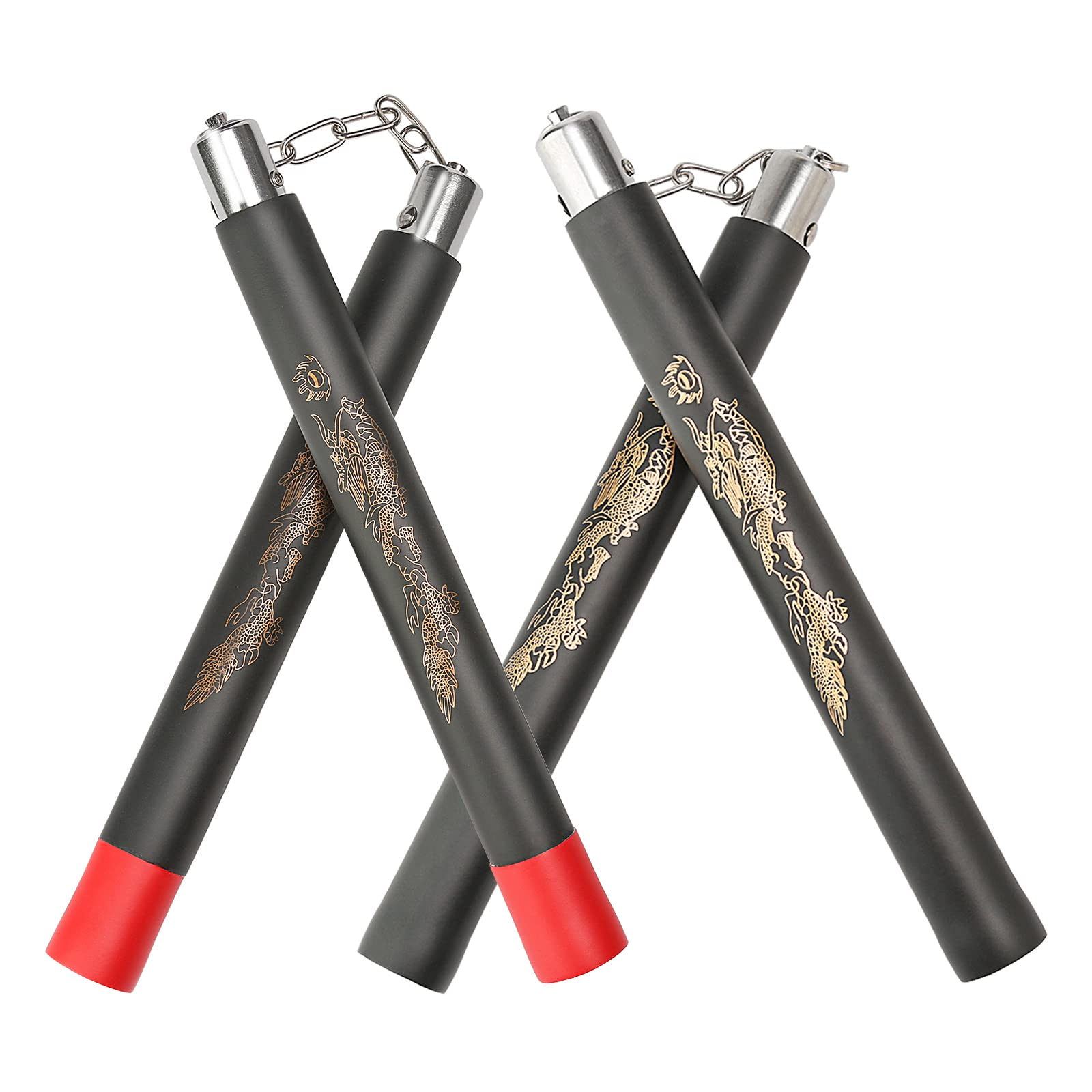 DONQL Foam Nunchucks for kids and beginners Training Nunchucks of Martial Arts Padded Training Practice Nunchakus Portable Good Gift and Toy for Kids (Black&Red)