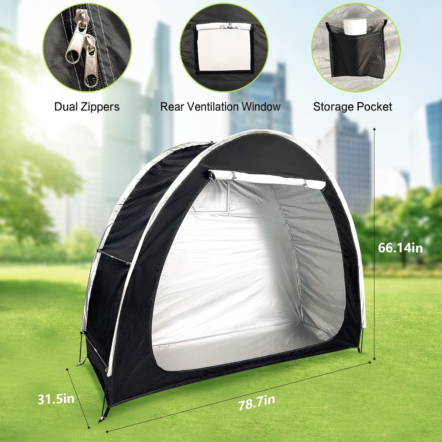 Bike Cover Storage Heavy Duty Storage Tent Outdoor Portable Bicycle Tent PU4000 Waterproof Cloth Durable 210D Oxford Fabric,Protect Against Wind - Image 3