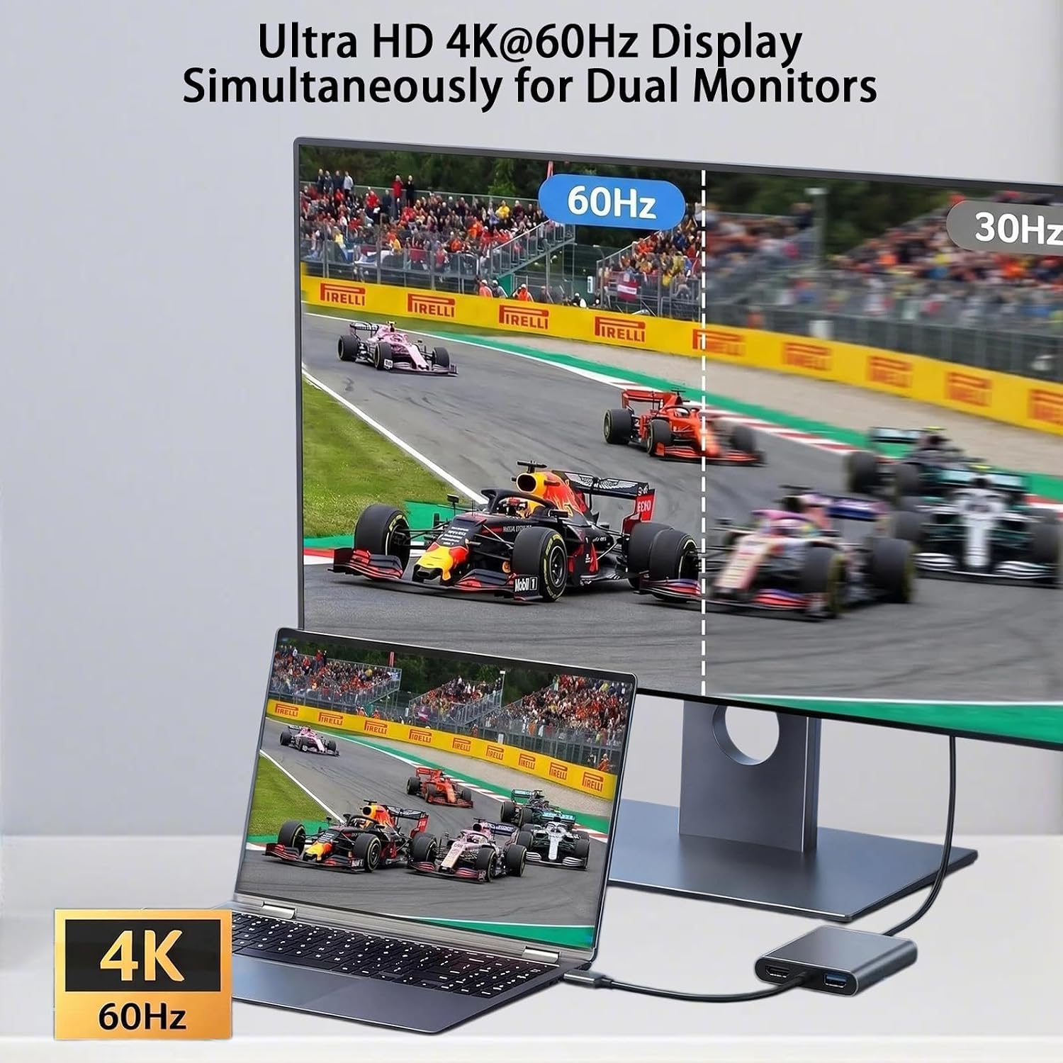 Laptop Docking Station Dual Monitor, USB C Docking Station Double Monitor, Dual HDMI Adapter for 2 Monitors with 2 HDMIs 4K/USB3.0/PD, HDMI Splitter Extended Display — Amazon image 8