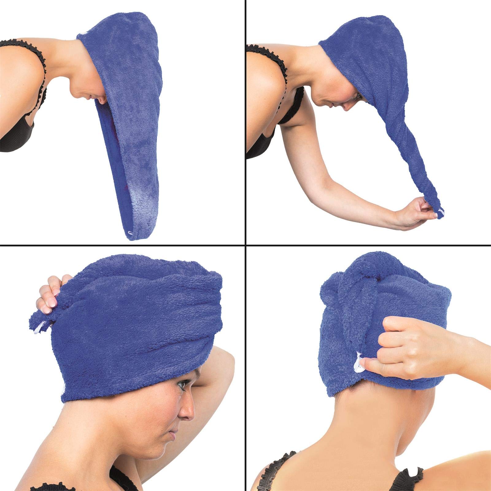 2 Serviettes Turban En Microfibre Cosey - Extra Douces, Séchage Rapide (brun Clair) - 3