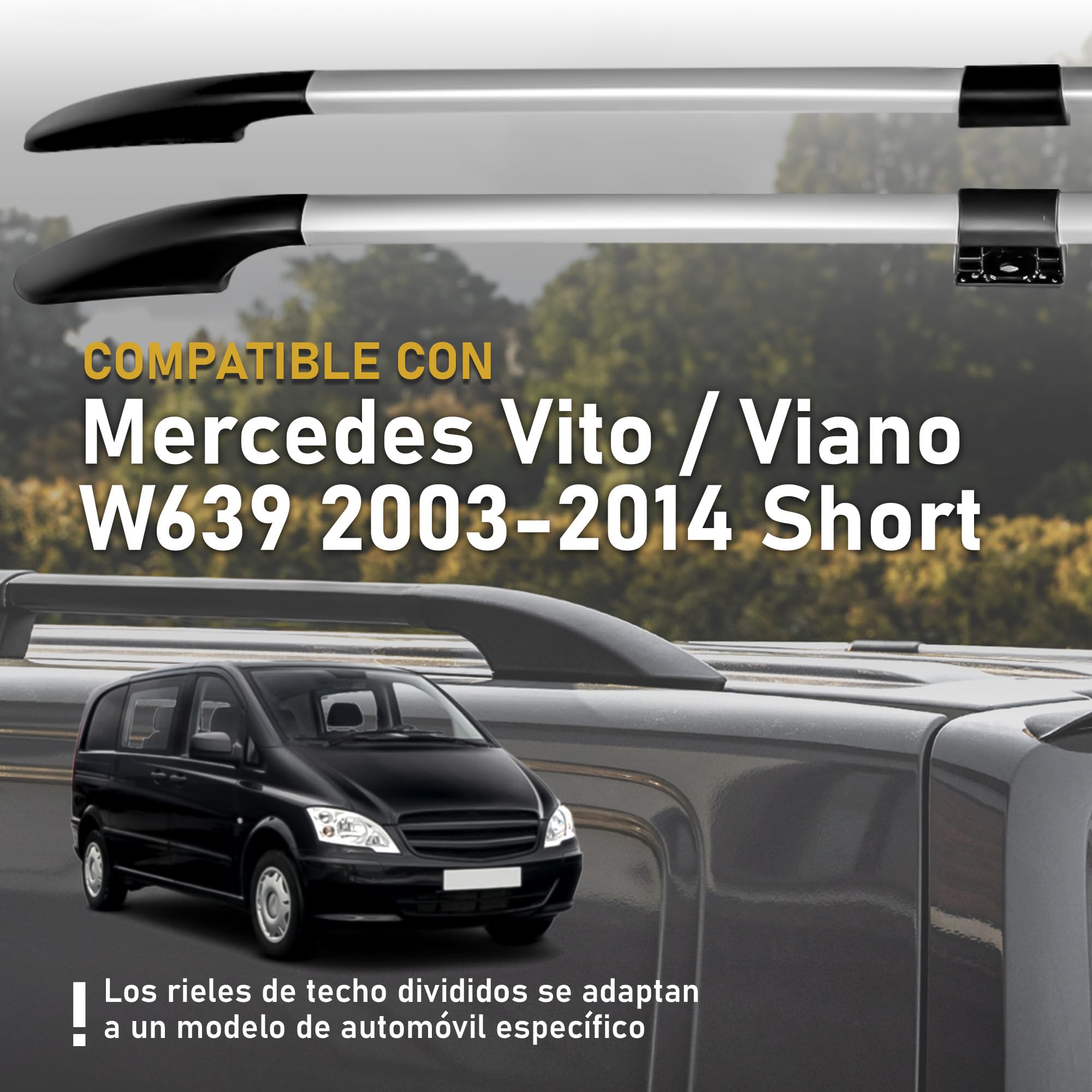 CHROMEMASTER | Compatible con Mercedes Vito/Viano W639 Short 2003-2014; Barras Portaequipajes, Rieles de Techo; Se Utilizan Para el Montaje de Portaequipajes de Techo, Cajas de Techo o Portabicicletas
