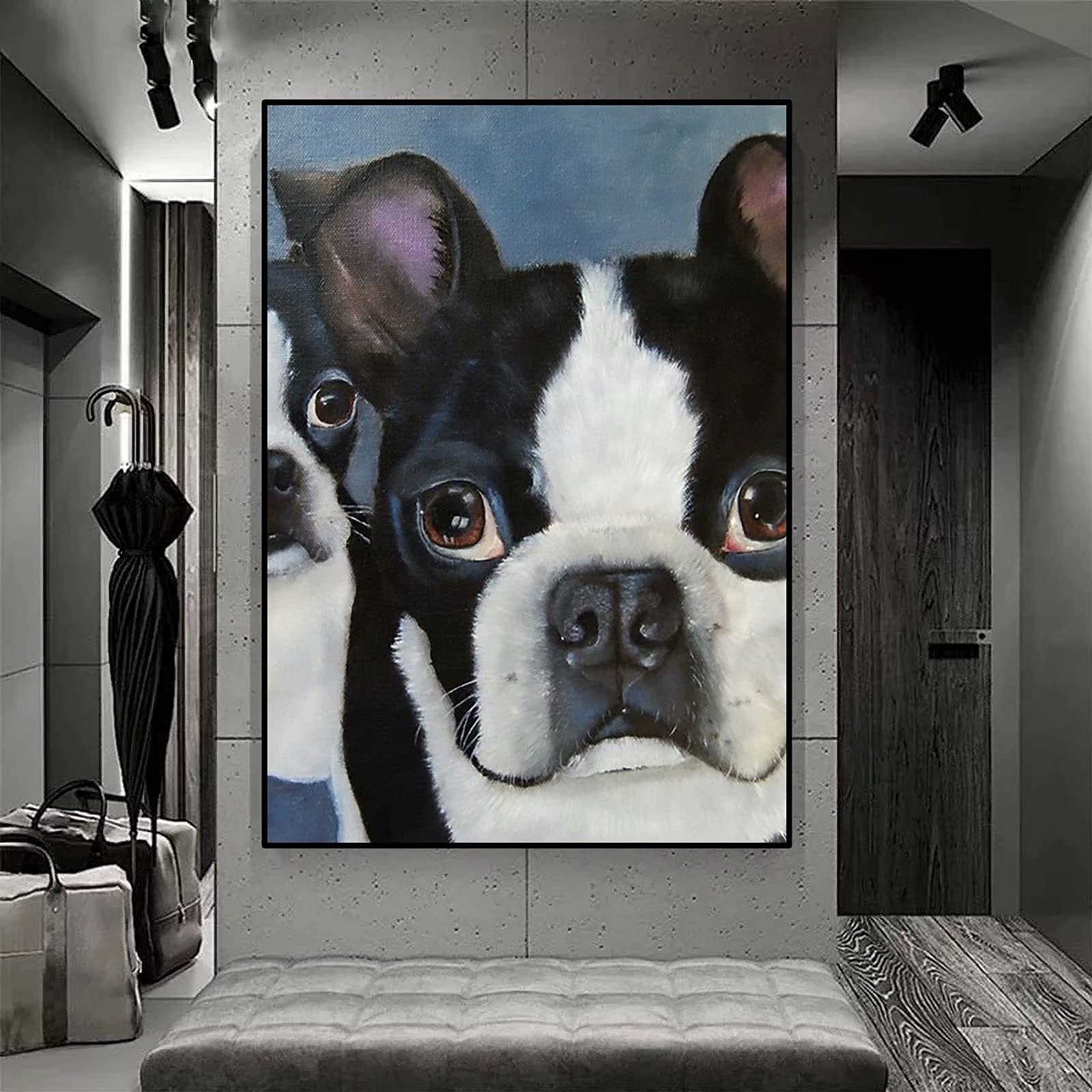 NYIXIA Stamped Cross Stitch Kits for Adults Beginner,Boston Terrier,DIY Designs Cross-Stitch Easy Supplies Needlework,Needlepoint Embroidery Gift for Home Decor 16x20 inch