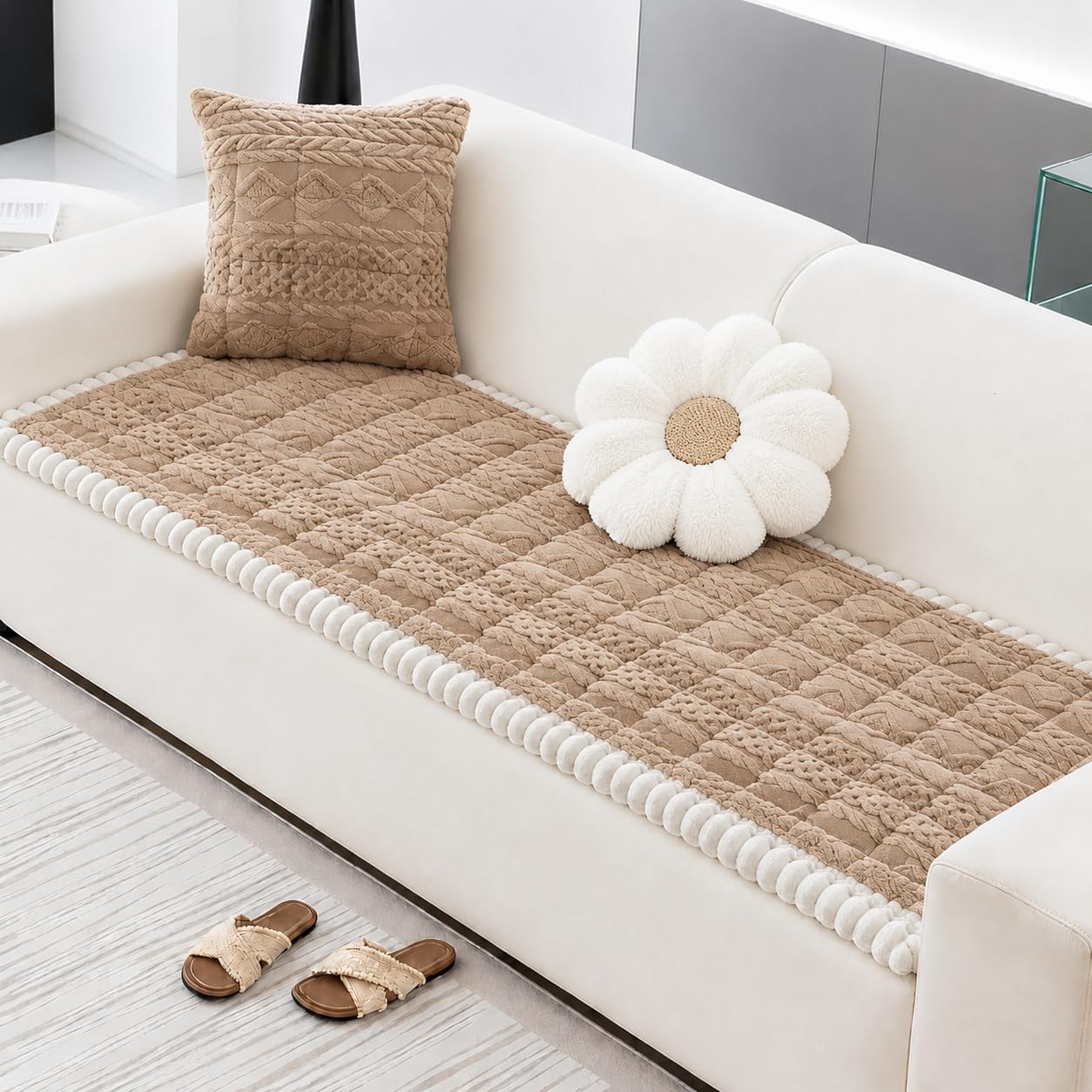 Capslpad Thick Sofa Covers, Non-Slip Universal Sofa Slipcovers 2 3 4 Seater, Soft Corduroy Couch Seat Cover Pet Bed Mat Chair Pads, Washable Cushion Furniture Protector for Living Room(Camel,70x180cm) — image 1