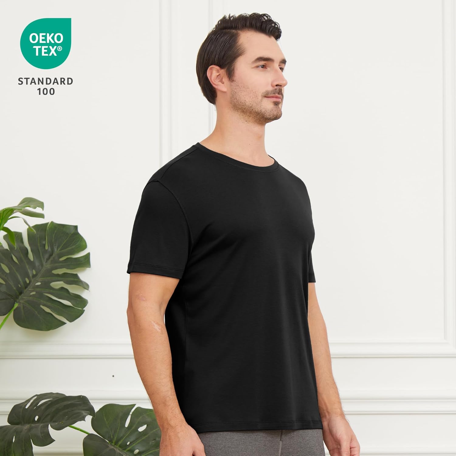 netdraw Men's Heavyweight Interlock Bamboo Viscose T-Shirt Buttery Soft Casual Basic Short Sleeve Dressy Cotton Shirt - Image 2
