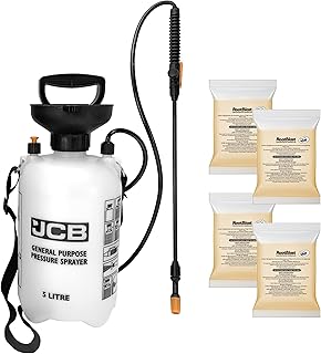 Rootblast - 4 x 100ml Concentrated Weedkiller - 5L JCB Garden Sprayer - Glyphosate Weedkiller - Covers up to 66 sqm.per sachet