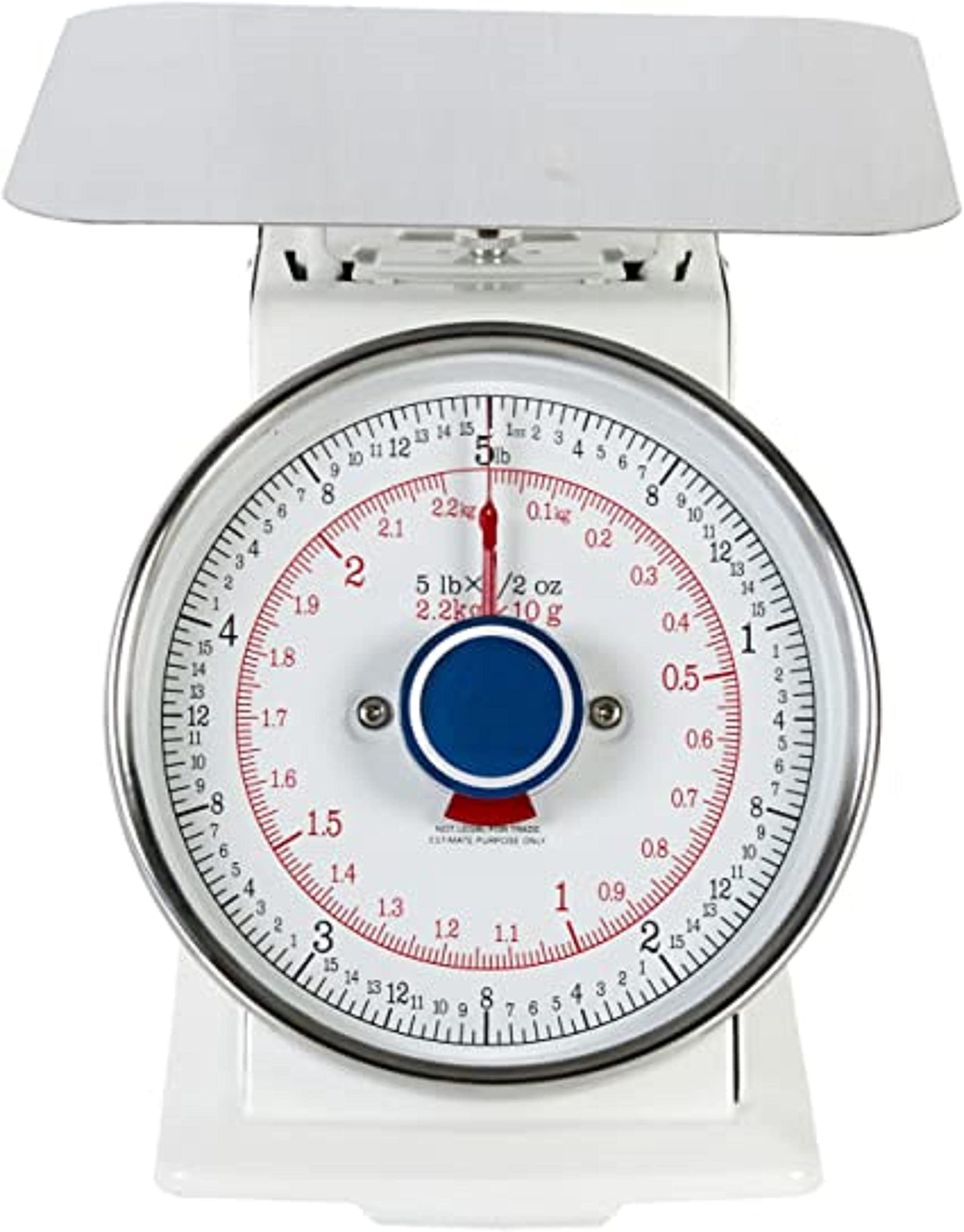 TrueCraftware- 5 lb. Mechanical Kitchen Flat Platform Weighing Food Scale- Heavy Duty Portion Control Mechanical Kitchen and Food Scale Industrial Dial Scale for Kitchens and Restaurants