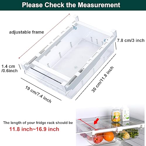 Miniatura 2 de LALASTAR - Cajón organizador para refrigerador mini cajón dividido para refrigerador cajones extraíbles para almacenamiento de alimentos apto para