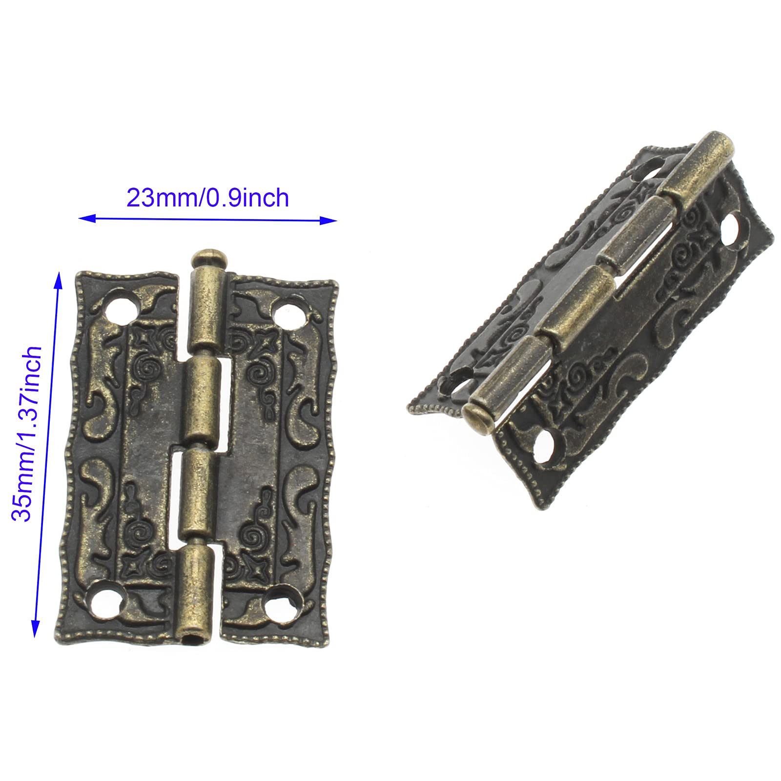 SHRJ 4 Sets Antique Engraved Hook Latch Hasp & Hinges – European Gothic Style For Jewelry Boxes & Wooden Cases