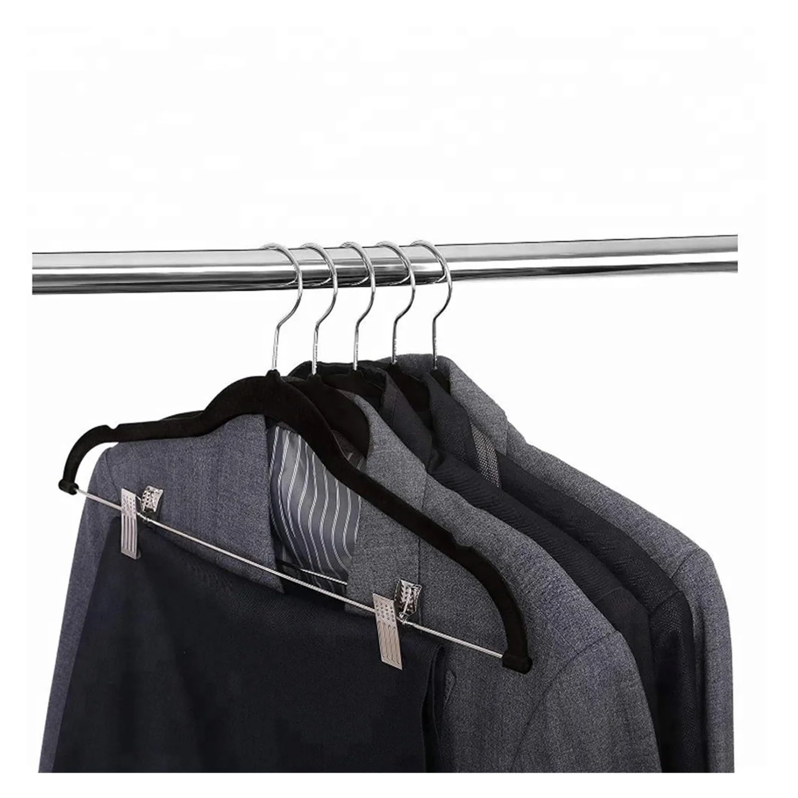 Hosenbügel Verstellbare Clips Rock Kleiderbügel Schwarz rutschfeste for Hosen Röcke & Shorts Rack