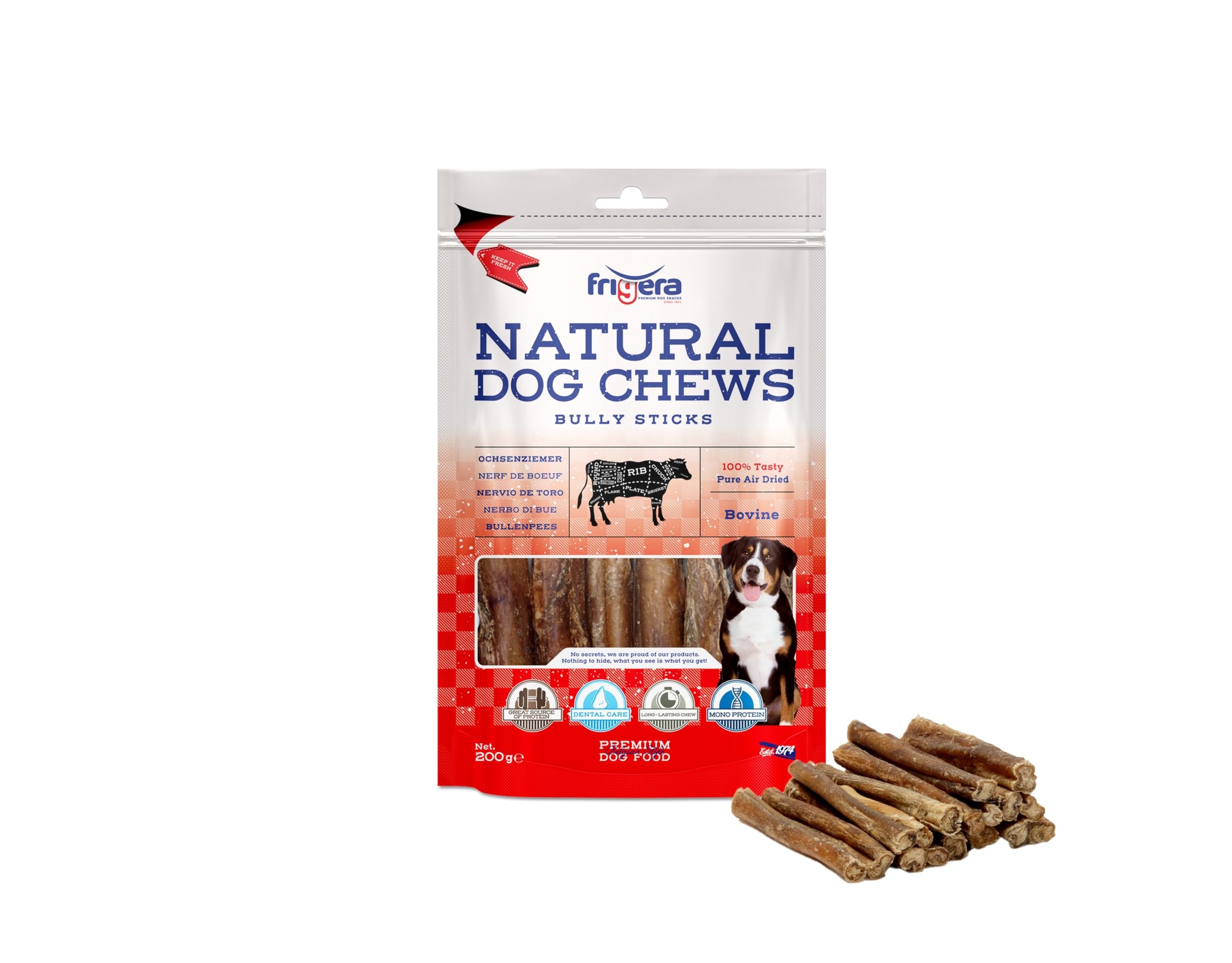 Frigera Ochsenziemer 12cm 200g – Rind, Natürliche, Proteinreiche Leckerlis für Hunde, Gluten- und Getreidefrei, Hochwertige Hundesnacks ohne Zusatzstoffe