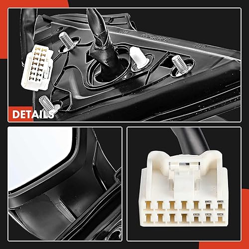 Miniatura 7 de A-Premium Par (2) espejos eléctricos para puerta del conductor y del pasajero, compatible con Honda Civic 2016-2021, retrovisor exterior plegable