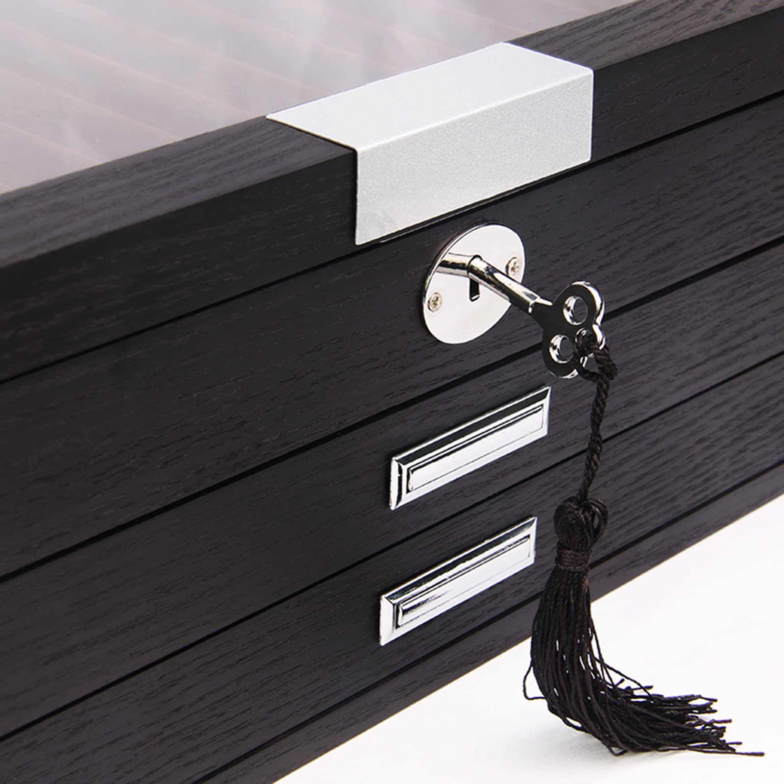 Generico Portapenne in Legno con Cassetto, Finestra in Vetro E Ampia capacità: Un Regalo Perfetto per Gli Uomini (30.5 * 21 * 7.5cm)