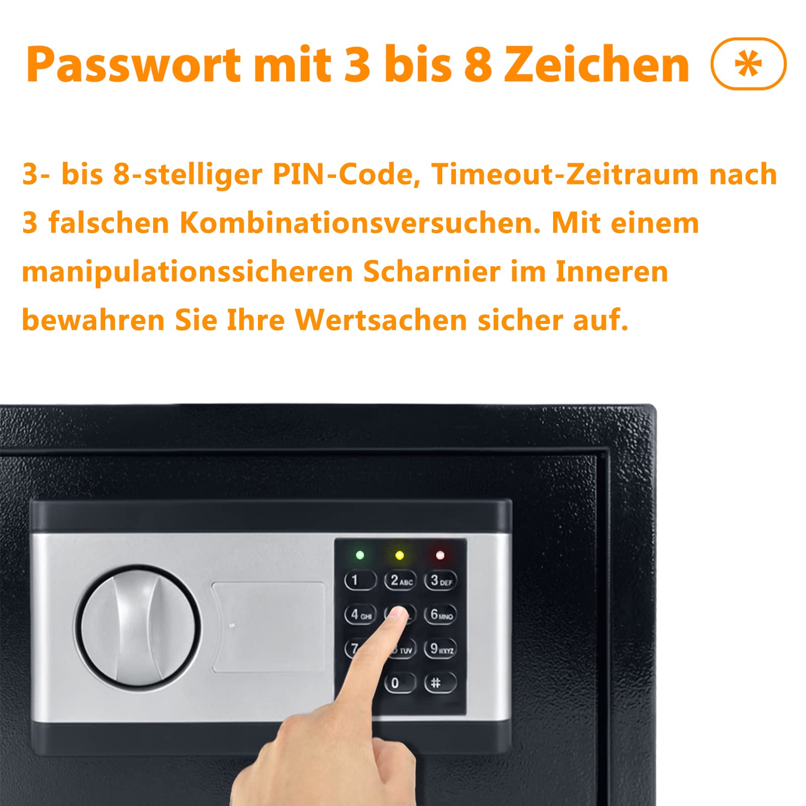 XMTECH Sejf elektroniczny sejf meblowy, sejf ścienny, ze stali, cyfrowy kod PIN z 2 kluczami, elektroniczny sejf ze stali, podwójny sejf ze stali, 22 l (35 x 25 x 25 cm)