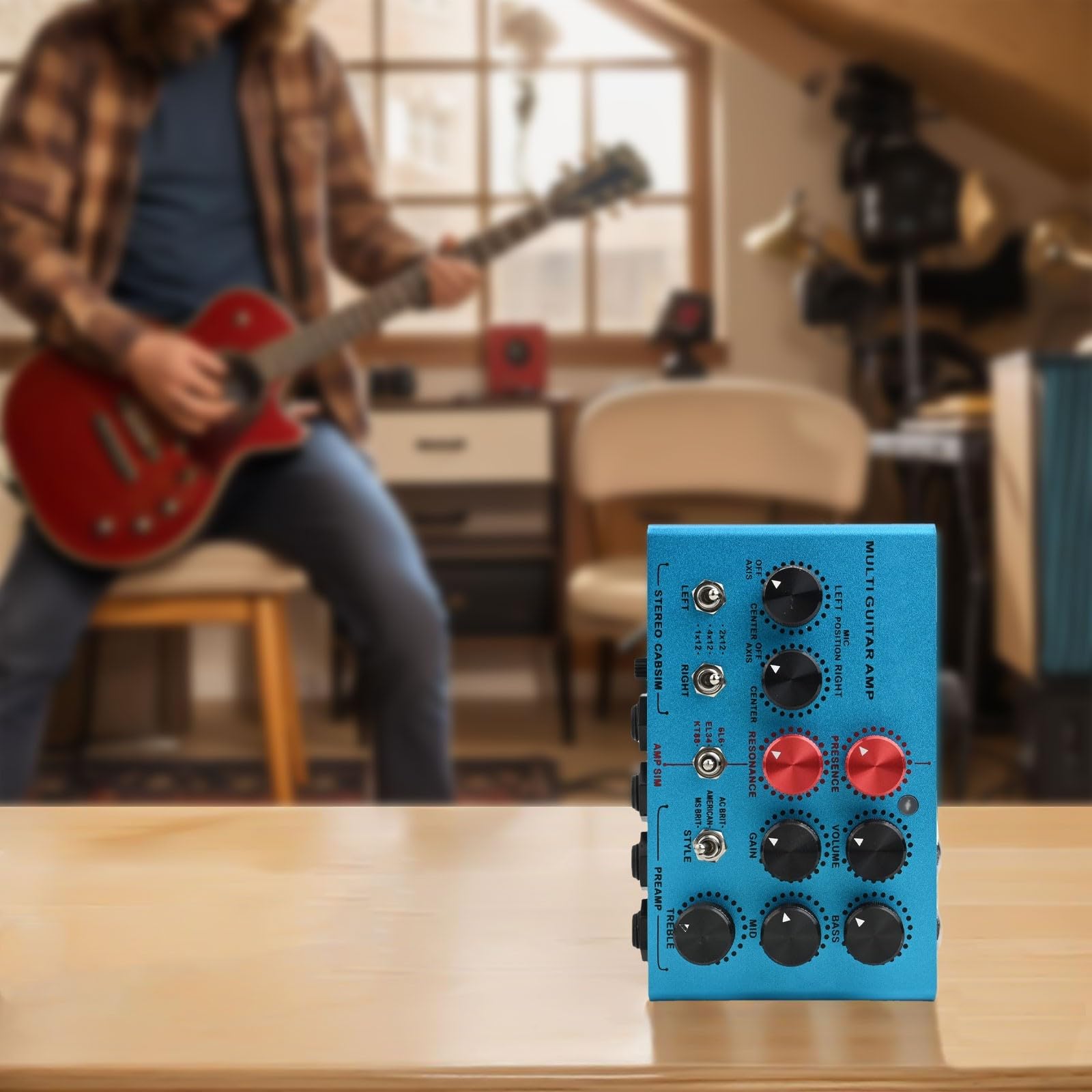 Moskyaudio - Pedal de efecto de amplificador de guitarra multifuncional con salidas Trs y Di más entrada auxiliar para práctica silenciosa, acabado negro