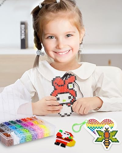 Miniatura 7 de Bcicada Kit de manualidades de cuentas fusibles, cuentas de 0.197 in, juego de cuentas de fusión para niños, ideal para manualidades y proyectos de
