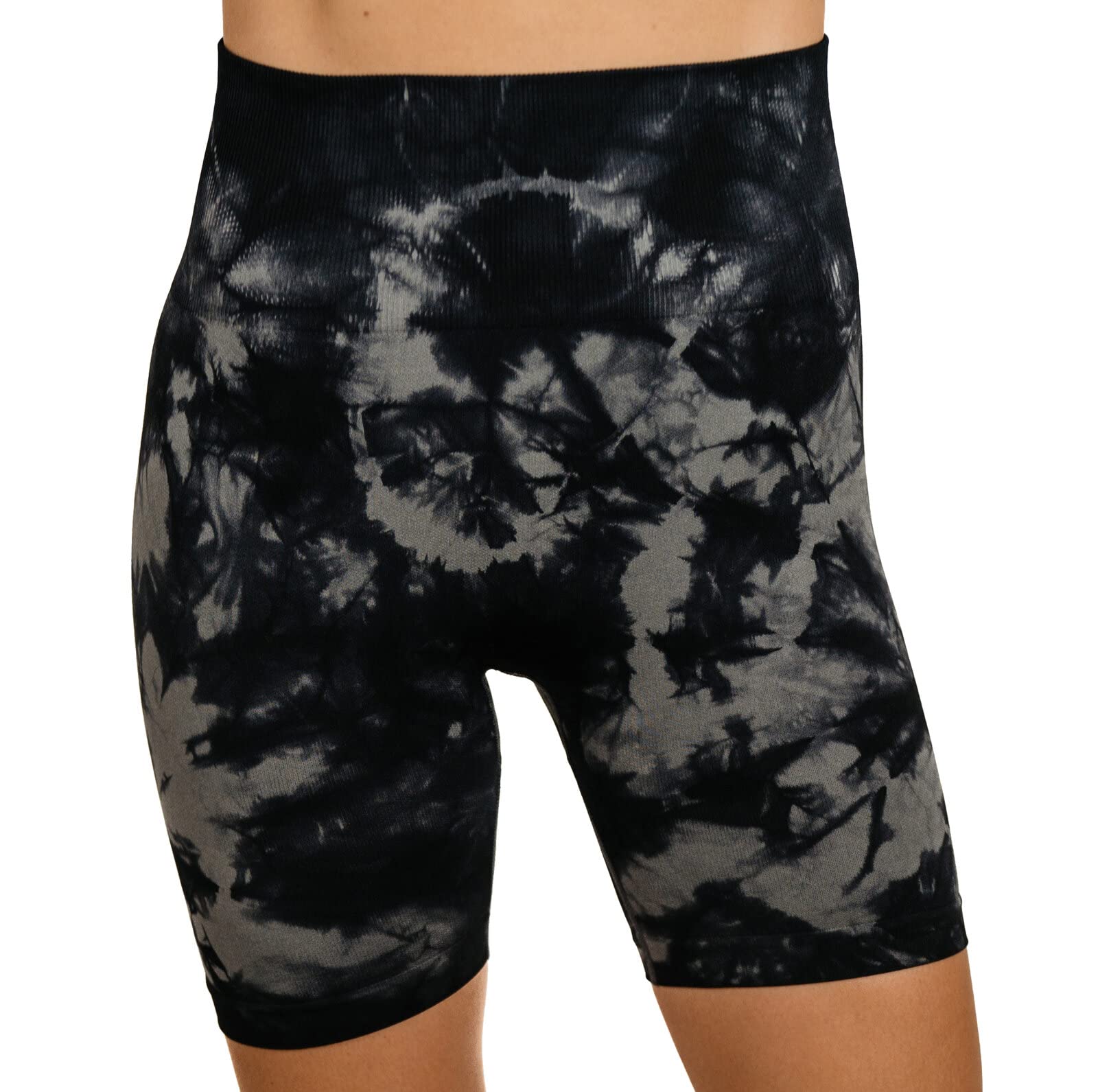 MAXXIM Women's High-Waisted Seamless Compression Biker Shorts - Tie Dye and Solid Ideal for Gym, Yoga, Running, and Fitness