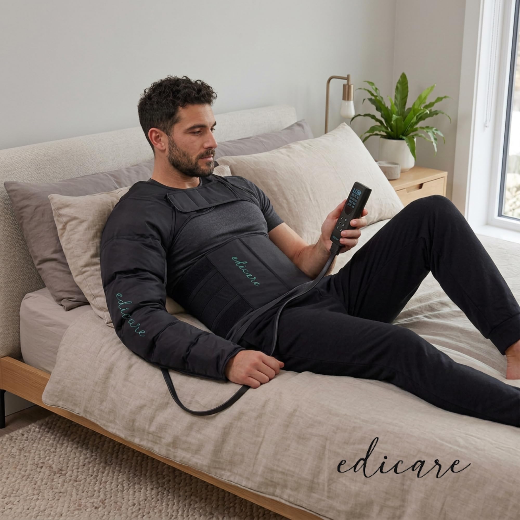 Edicare, Presoterapia para Casa Profesional con Cable – Drenaje Linfático Piernas, Brazo y Abdomen – Sistema Completo Presoterapia