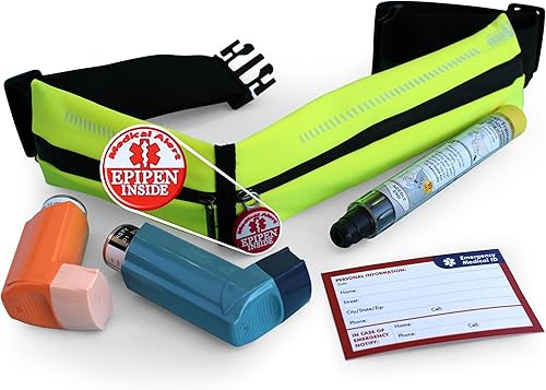 EpiPen - Cinturón de cintura con etiqueta de alerta médica, riñonera EpiPen para deportes al aire libre, para caminar o correr, se adapta a EpiPen y