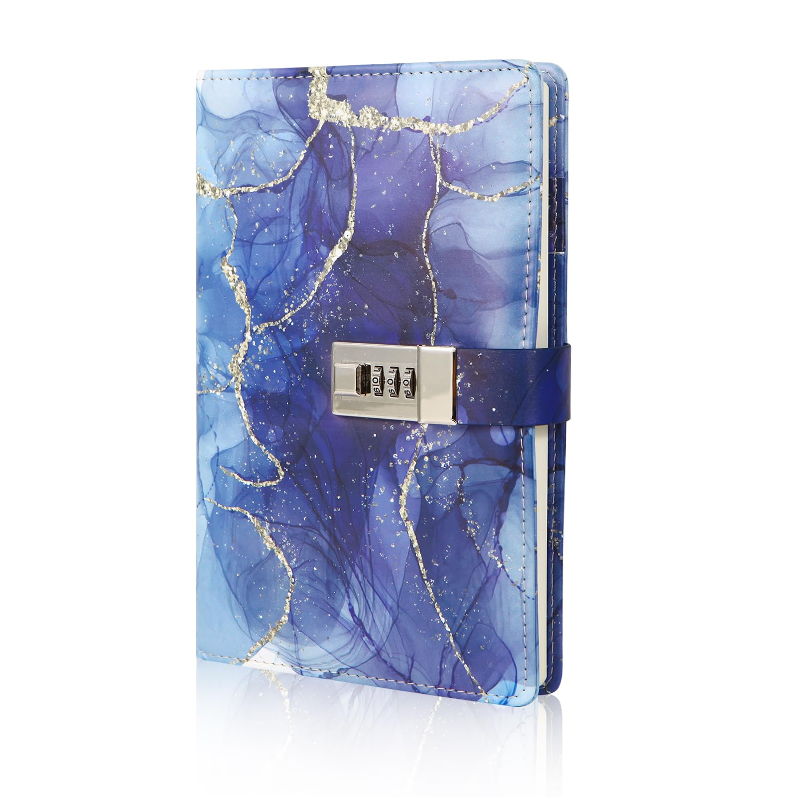 LMTNNB Marble Diary with Lock for Girls and Women A5 Leather Locked Journal for Teen Girls Secret Cute Password Lock Notebooks with Pen Holder for Travel Diary Office Notepad