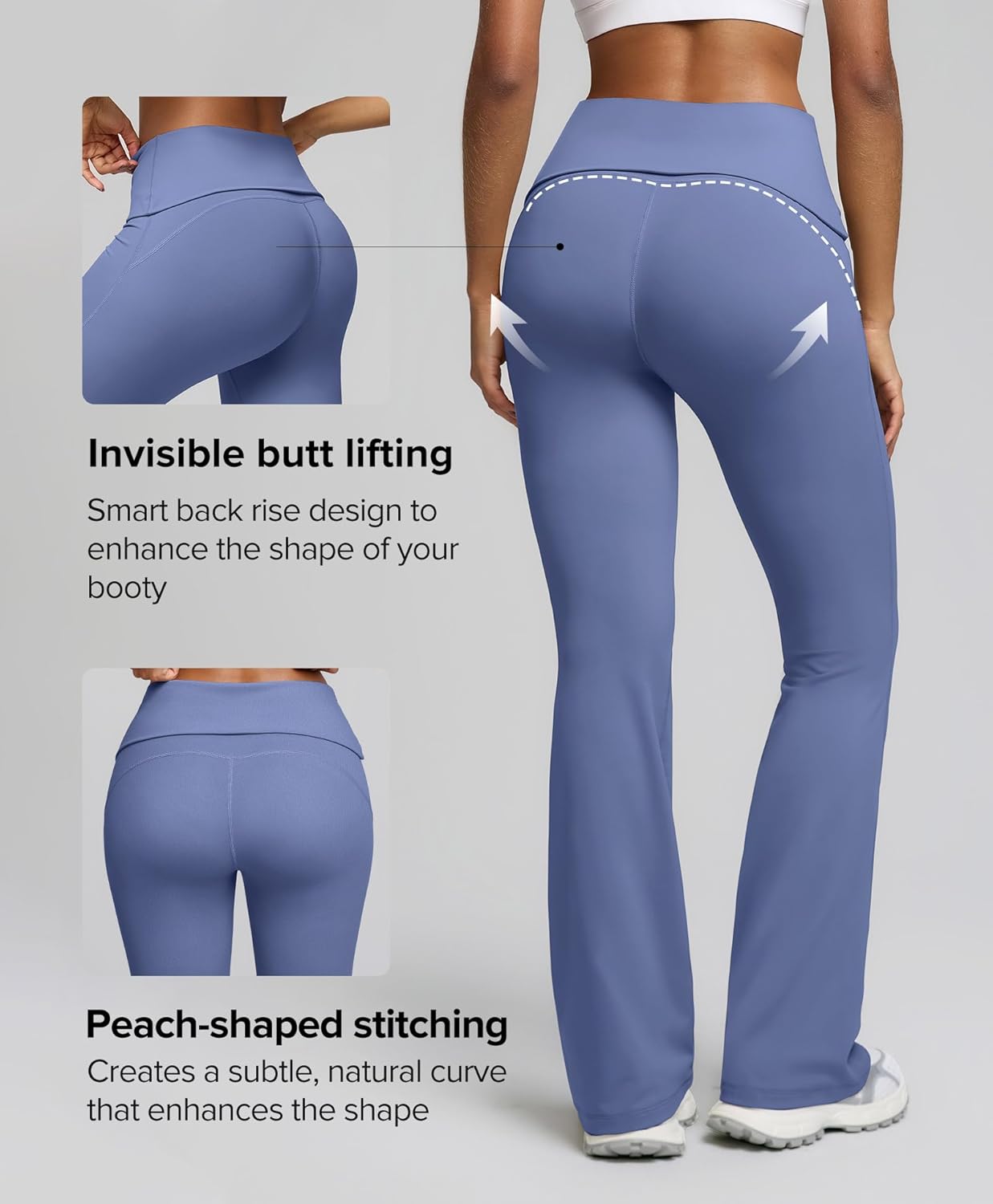 BRXL No Front Seam Fold Over Flare Leggings for Women 31" Foldover Slim Leggings Mid Low Waist Lounge Buttery Soft Pants - Image 2