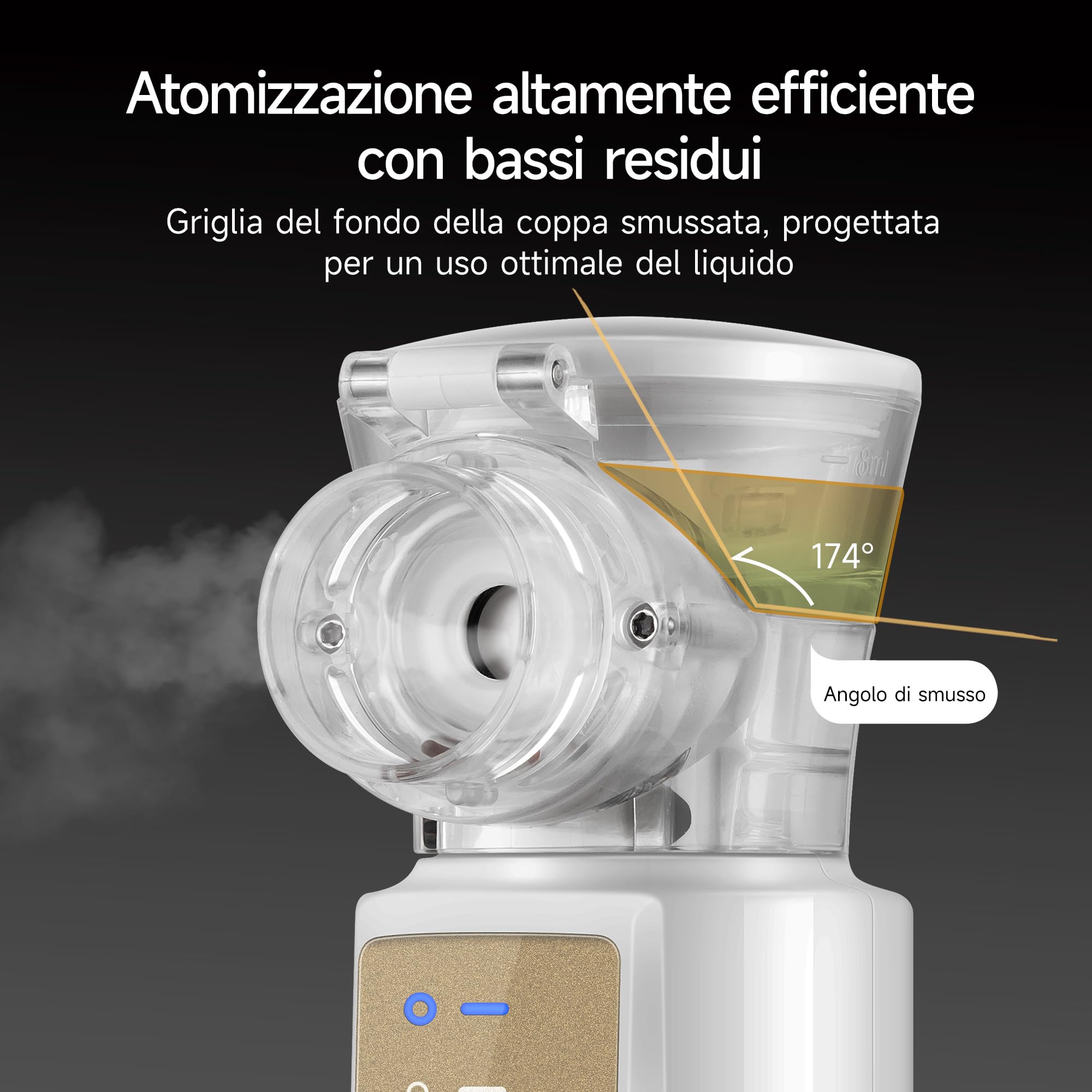 yuwell Aerosol Portatile per Bambini e Adulti, Inalatore Ultrasuone Silenzioso Nebulizzatore, Creare Particelle Ultrafini che Raggiungono il Tratto Respiratorio Inferiore e i Polmoni (M105T)