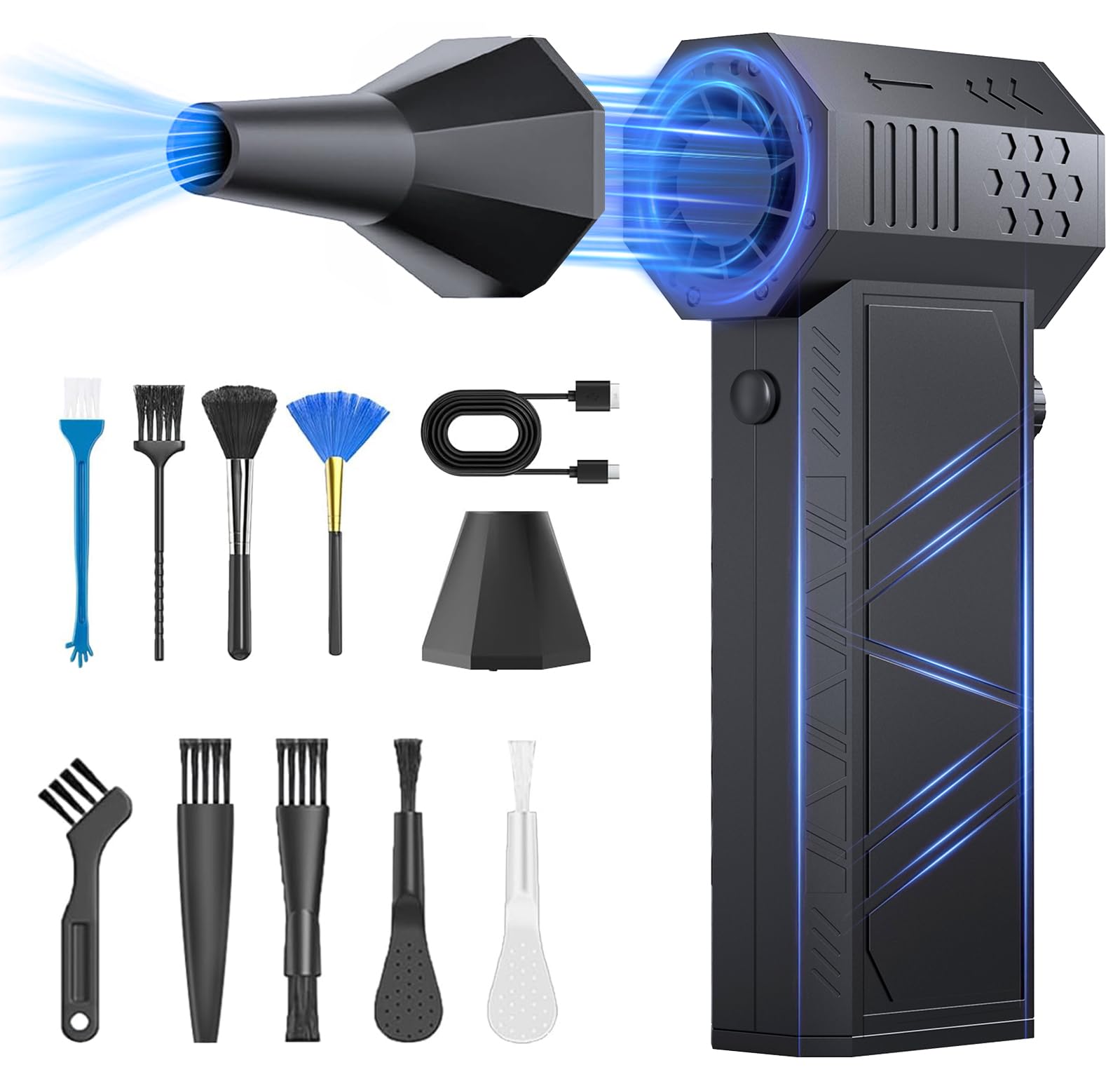 HCRTGAY Air Duster Electric,2025 Mini Turbo Fan Dryer,Cordless Rechargeable Car Dryer Air Blower(8000mah),Compressed Air Duster Variable Speed 190G,Cleaning Air Blower for Desk,PC,Keyboard,Car,Road