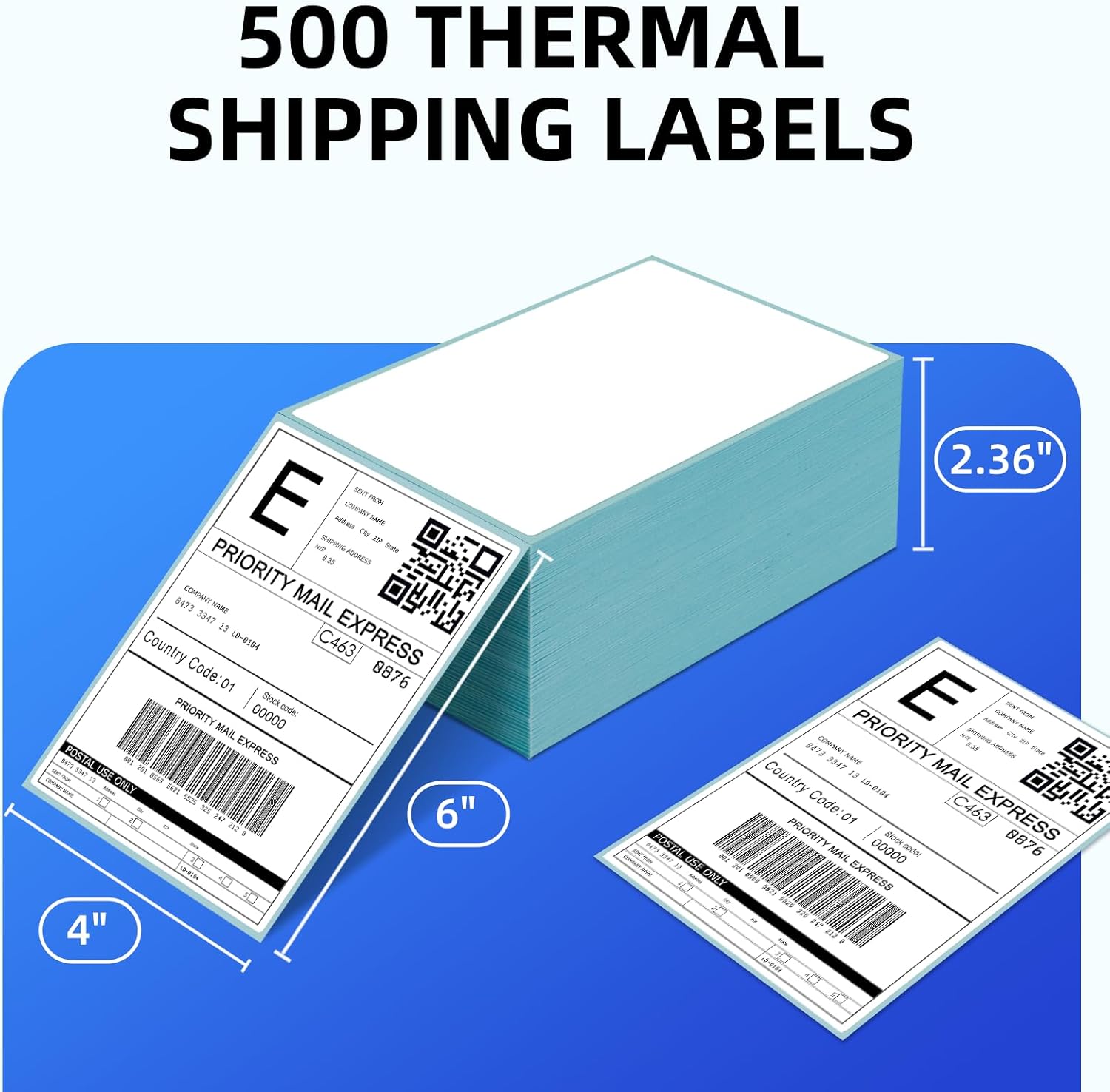 ORGSTA USB Thermal Shipping Label Printer with Pack of 500 4x6 Thermal Labels Fanfold - T001 High Speed Thermal Label Printer for Commercial Grade Shipping Packages-White