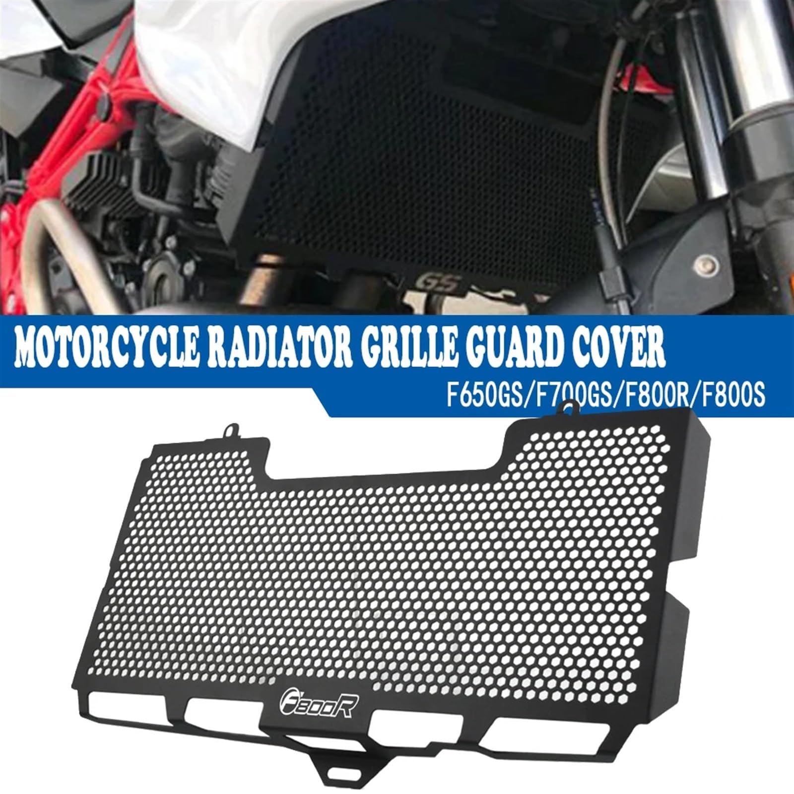 LOTFI Moto Griglia Del Radiatore Protezione Della Copertura di Protezione Misura for BMW F800 RF 800 R F800R 2004 2005 2006 2007 2008 2009 2010 2011 2012-2022 (Size : F800R LOGO)