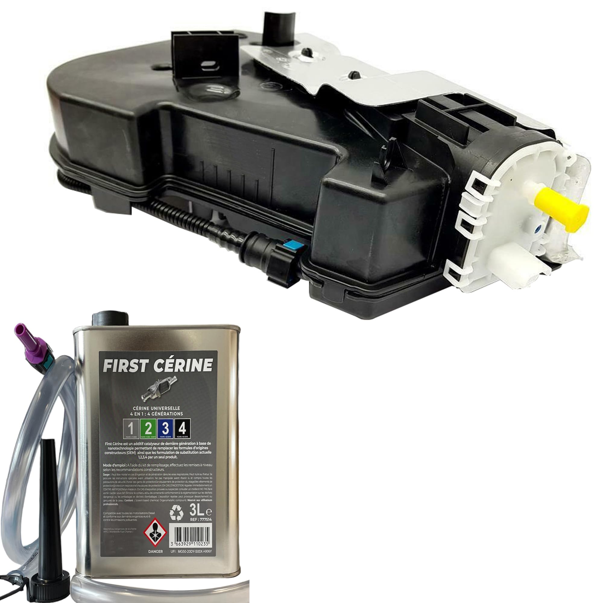 Réservoir avec Bidon de Cérine Additif FAP compatible avec C4 II DS4 3008 308 I 308 SW I RCZ 1.6 2.0 BlueHDi HDi - 9671981380 1500PH 1500PY
