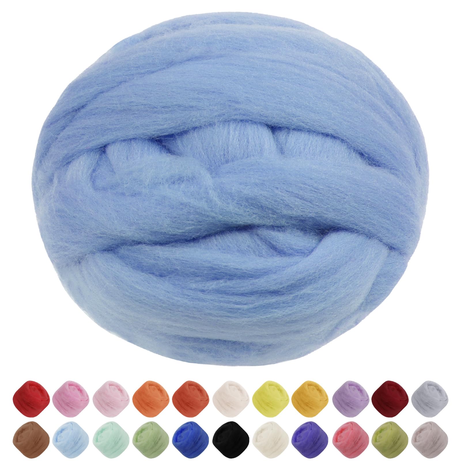 Uiopa Needle Felting Wool, 100g Felting Wool Soft Wool Roving Yarn, Blue Wool Roving for Needle Felting, Wet Felting, Felting Projects, DIY Crafts