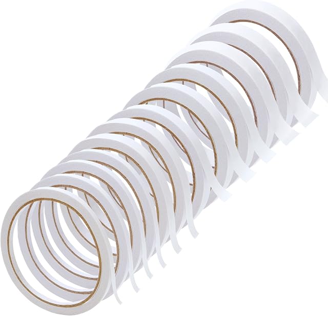 ELCOHO 12 Rolls White Double Sided Tape Adhesive Sticky Tape For Scrapbook, DIY Craft Projects, Card Making, Office School Stationery Supplies