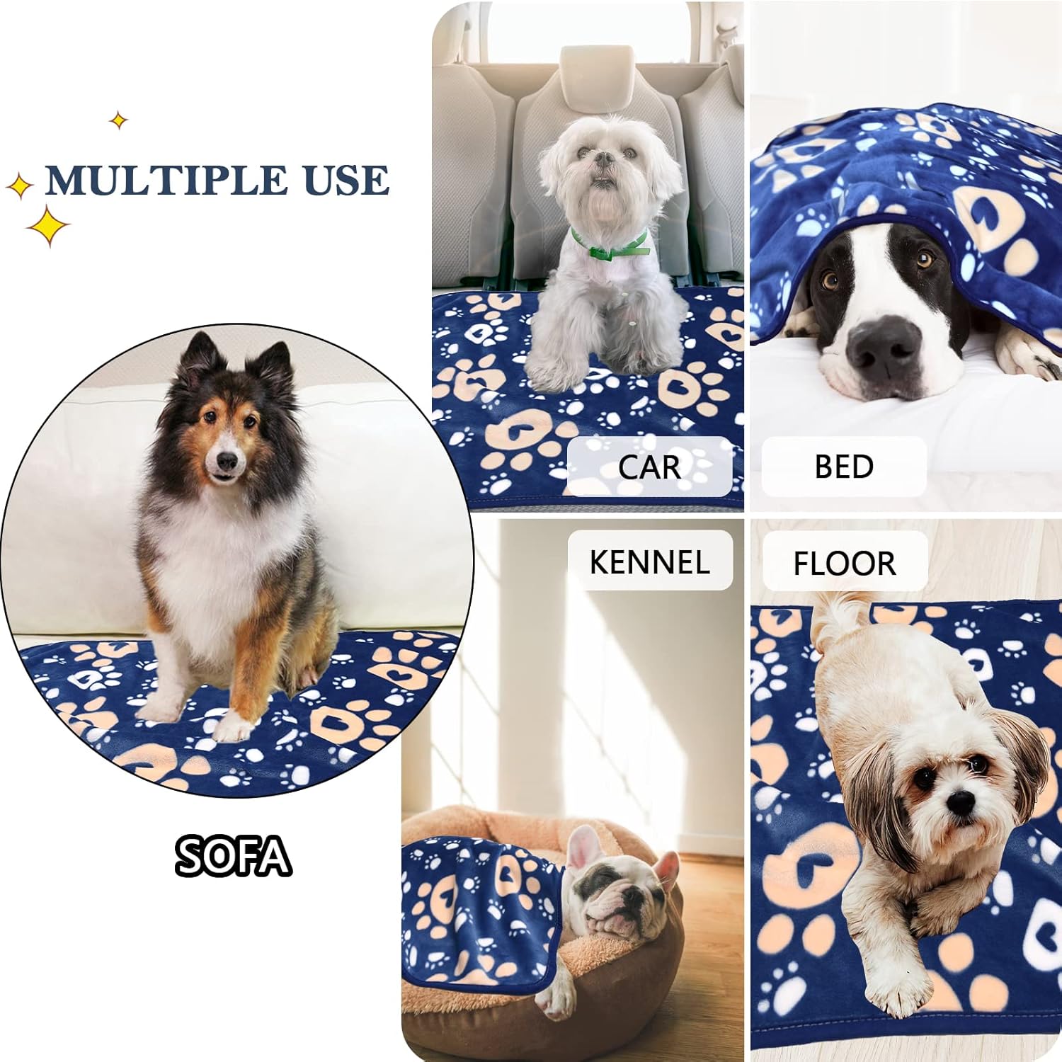Dog Blanket, Soft Fleece Dog Blankets for Large Dogs, Fluffy Flannel Pet Cat Puppy Blanket Mat Cover for Bed Couch, Cute Paw Print Throw Blanket for Dogs, Blue 60"X50" - Image 7