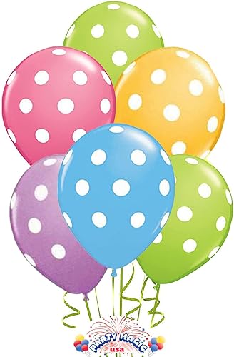 12 globos de lunares brillantes y festivos varios colores