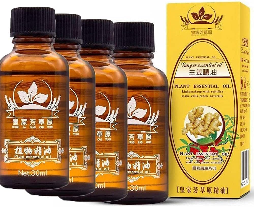 4 Pack Ginger Massage Oil for Lymphatic Drainage,Vamotto