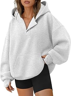 Womens Oversized V Neck Hoodies with Thumb Hole Pullover Sweatshirts Y2k...