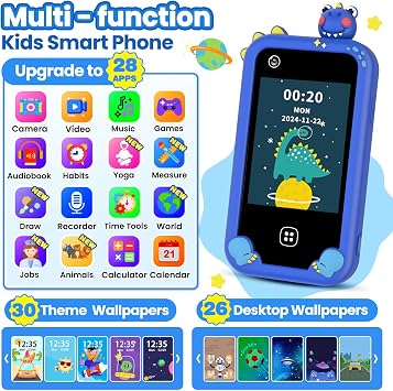Kids Smart Phone for Boys Ages 3-8, Toy Cell Phone for Kids, Christmas Birthday Gifts for Boys, Toddler Learning Play Toy Phone with Touchscreen, Dual Camera, Game, Music, Storybook, 8GB SD Card(Blue)