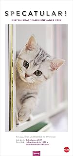 Whiskas Familienplaner 2027: Praktischer Kalender für Familien, mit Katzenfotos zum Dahinschmelzen. Terminkalender für die Wand mit 5 Spalten und viel Raum für Planung. Familienkalender