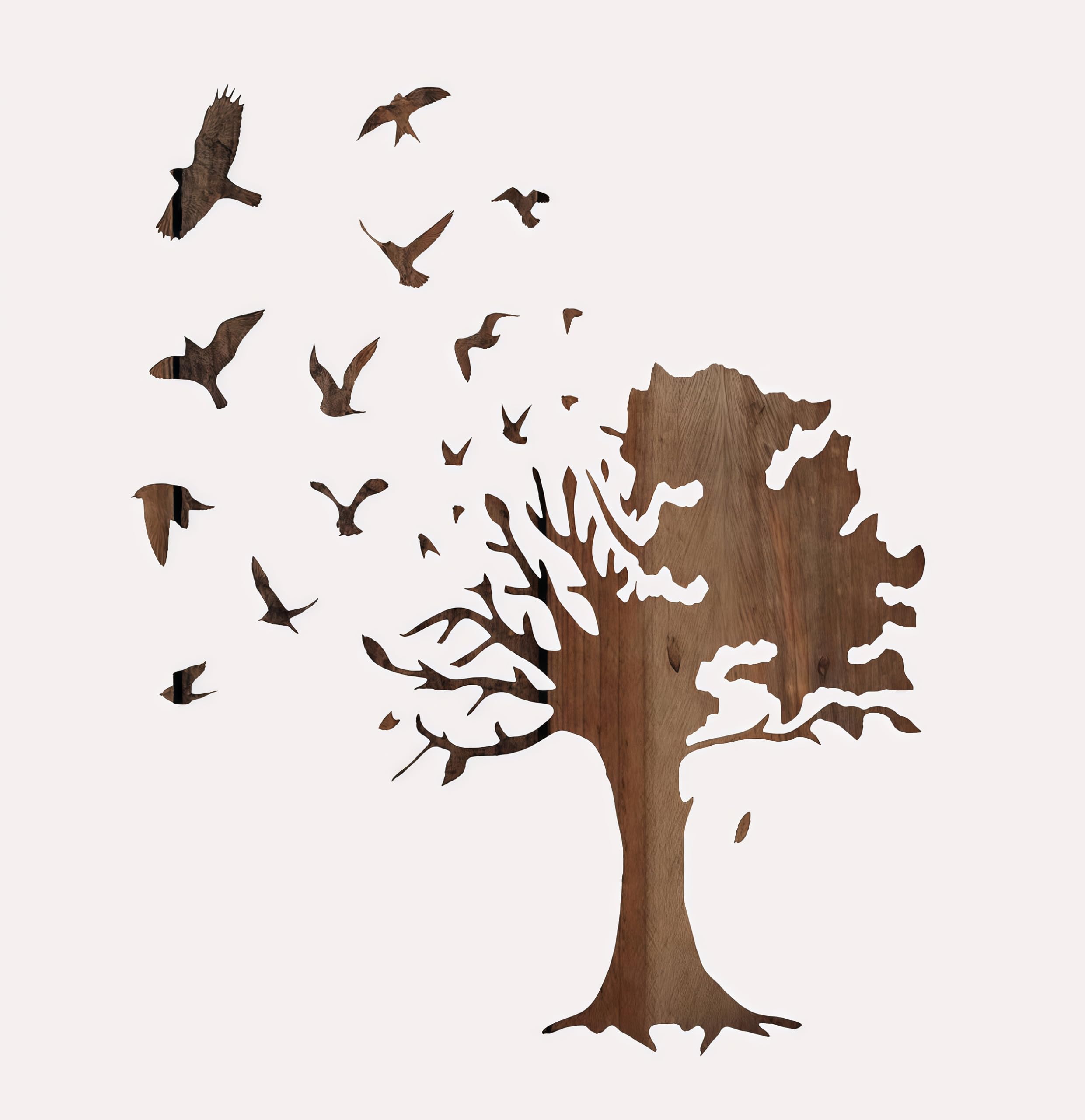 Tree with Flying Birds Stencil – Reusable 8.5"x11" Nature Silhouette Template for Wall Art, Wood Signs, Memorial Projects, and DIY Crafts