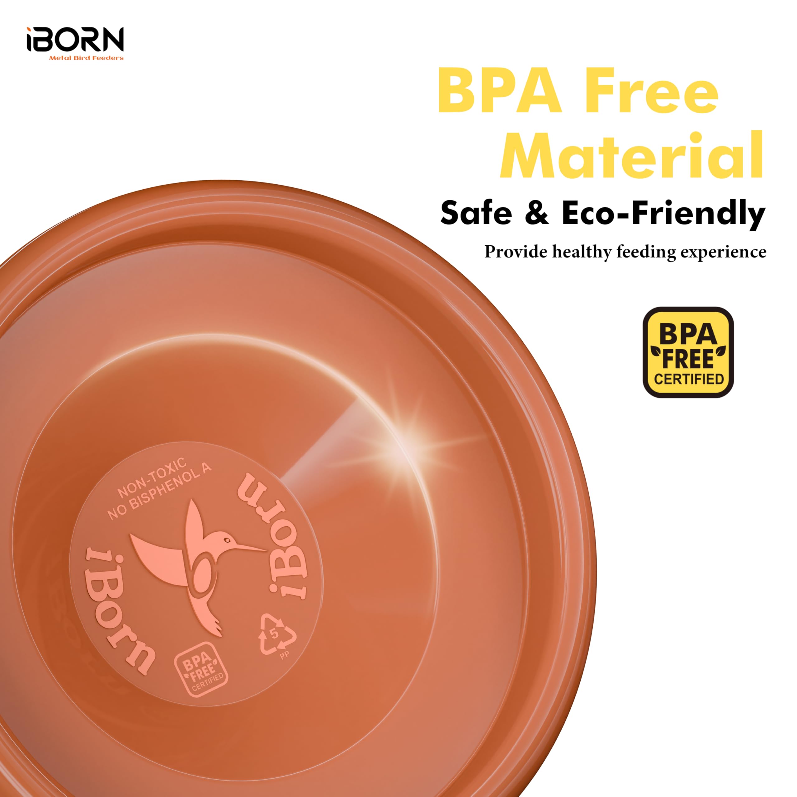 iBorn Vasca per uccelli per esterni, 30 cm, per esterni, con morsetto da 8,1 cm, ciotola senza BPA, 1 confezione (non include fontana)