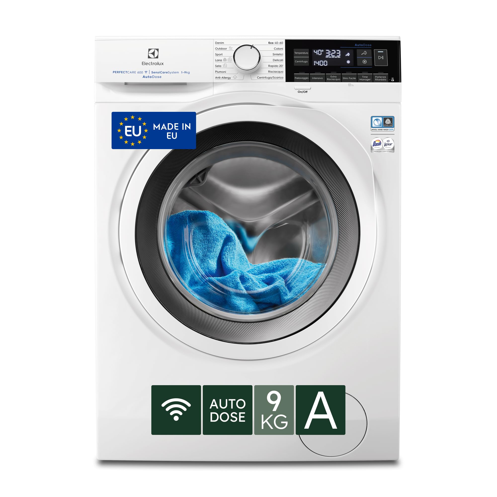 Electrolux EW6F394IQ Lavatrice PerfectCare 600 con SensiCare System e AutoDose, Connessa, 9 Kg, Classe A