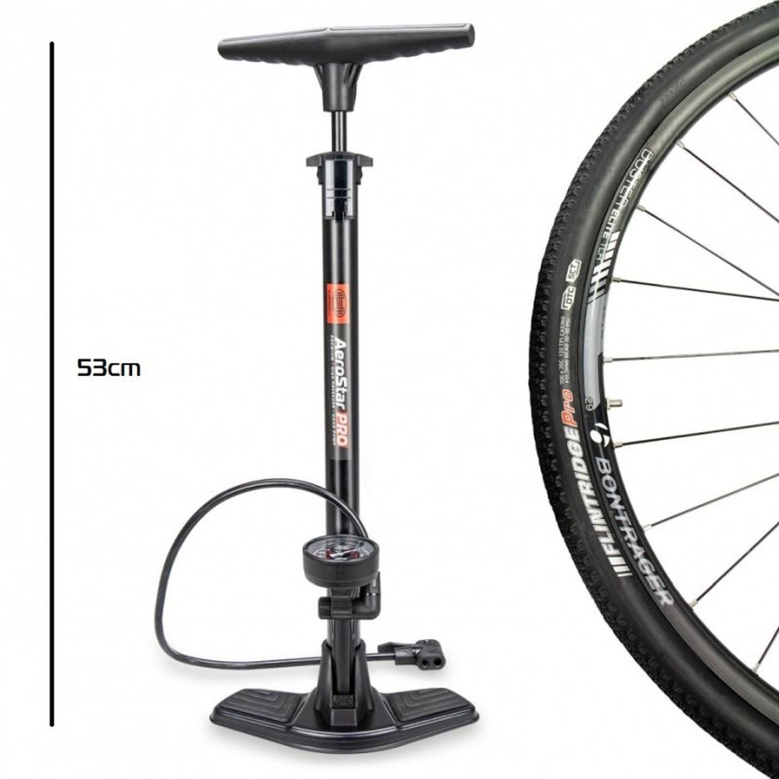 HEYNER Pompka rowerowa z manometrem, wielofunkcyjna, wysokociśnieniowa, 10 barów, 140 PSI H216300