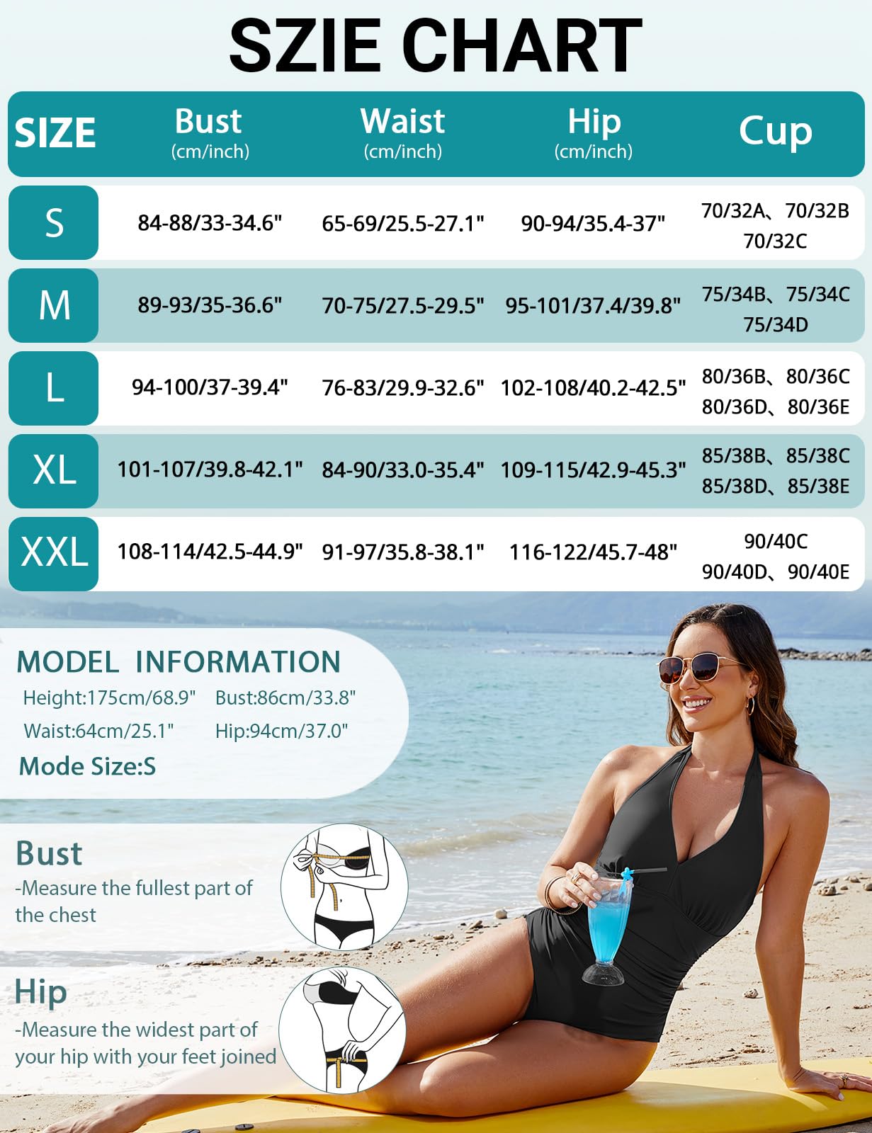 CMTOP Bañadores Mujer Reductores Push Up Acolchado Traje de Baño Una Pieza Cuello en V Vientre Plano Ropa de Playa Control de Abdomen Monokini Fruncido Trajes Baño 1 Pieza con Aros