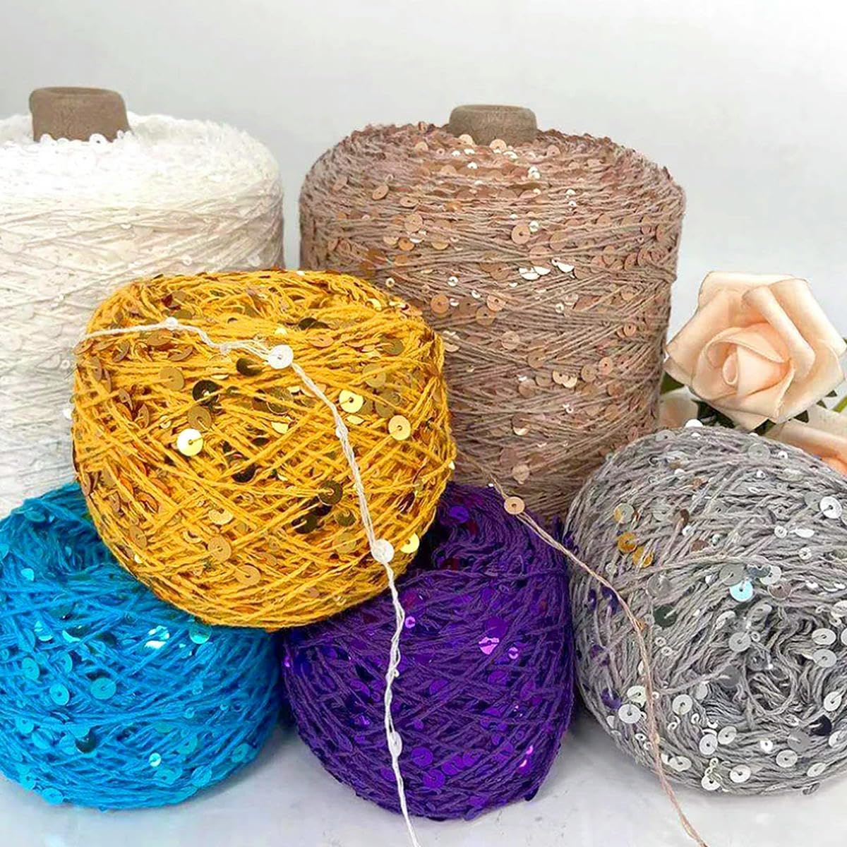 Przędza, 50 g, cekiny, bawełna dla kobiet, czapka wełniana, szalik, DIY, ręcznie tkany koc