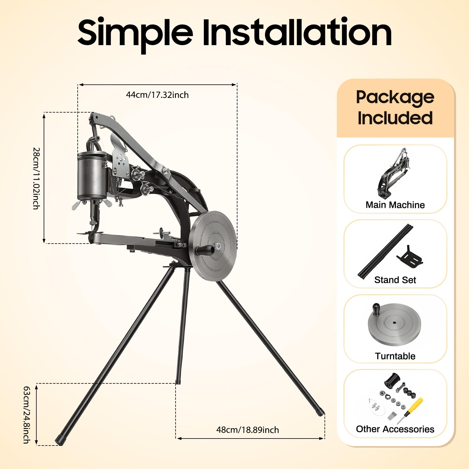 Macchina da cucire manuale in pelle, 6 mm, 3-5 mm, per riparazione di scarpe, macchina da cucire a mano con manovella regolabile a 360°, cavalletto a treppiede, 8,2 kg max. 6 mm, per officina e