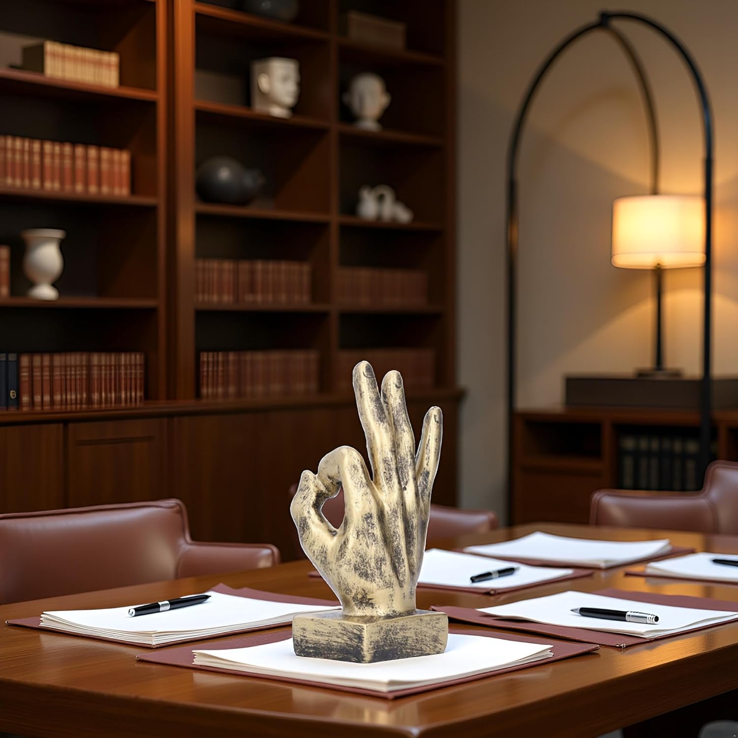 Pssopp Resin Hand Gesture Statue, OK Gesture, Copper, Modern, Tabletop, Sculpture - Image 2