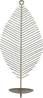 Stratton Home Decor Traditional Medium Matte Gold Leaf Wall Sconce - Handcrafted Decorative Candle Holder, Nature-Themed Light Fixture for Living Room, Bedroom, Hallway - Painted Matte Gold Finish
