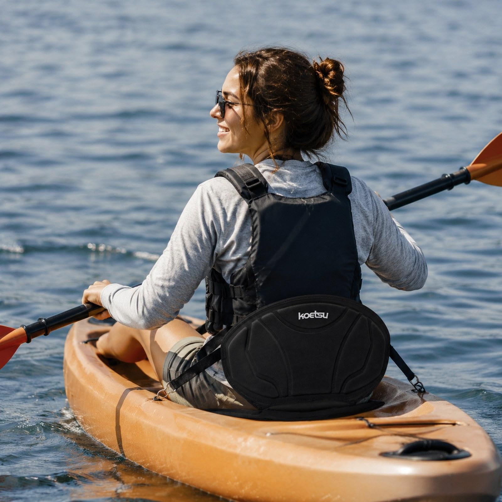 Milageto Cojín para Asiento Kayak con Soporte para la Espalda, cómodo y con Correas Ajustables, Acolchado EVA para Canoa, Acolchado, Botes Pesca.