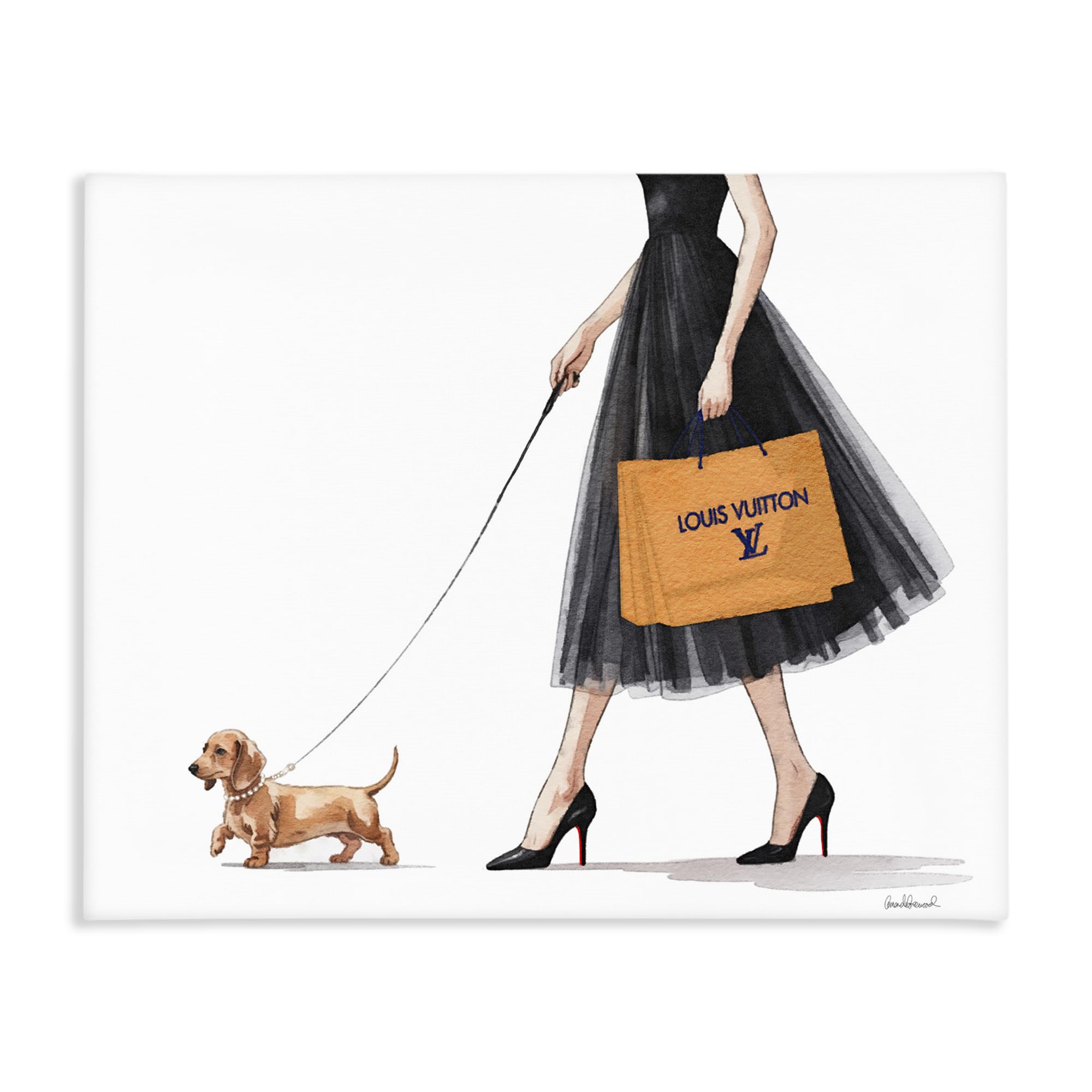 Stupell Industries 'Fashionable Dog Walking', Canvas Art, 20 x 16 Inches, Easy to Hang and Sturdy, Made in USA, by Amanda Greenwood